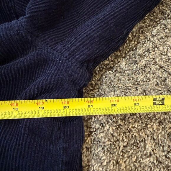 Forever 21 Corduroy Blue Navy Cream Bomber Aviator Sherpa Shearling Coat Jacket - Picture 5 of 6